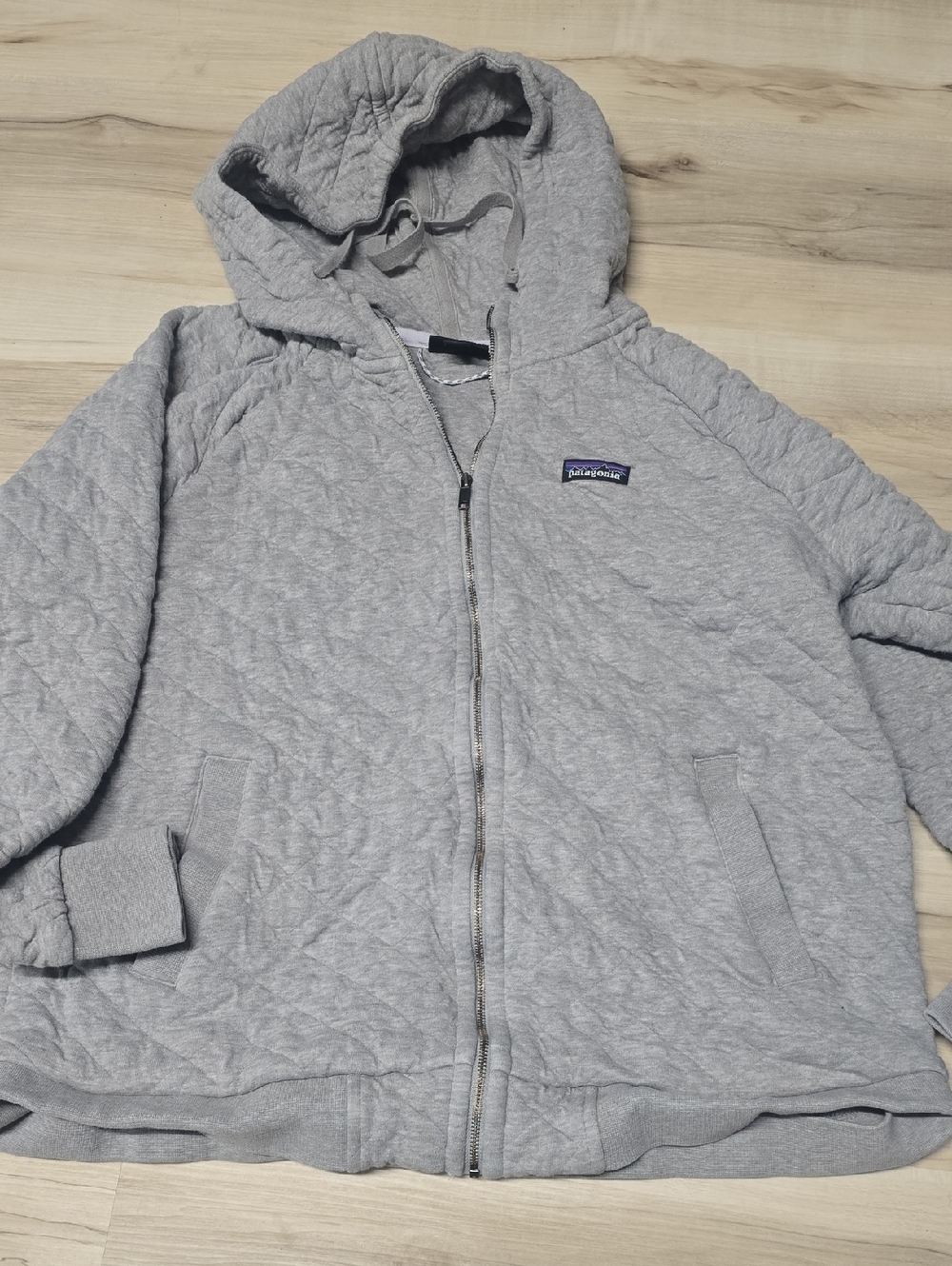 Patagonia Light Gray Quilted Hooded Zip-Up Jacket